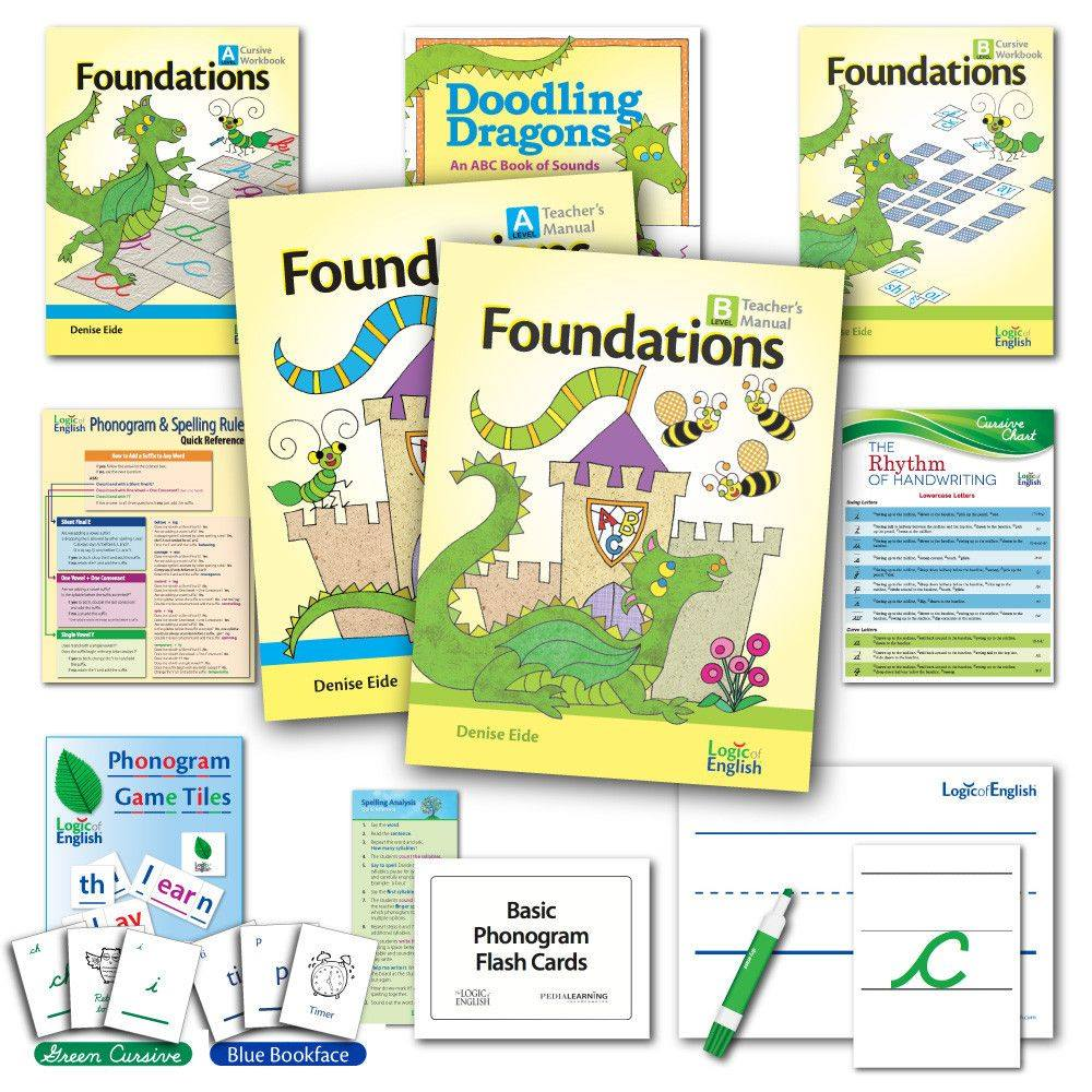 A collection of language arts curriculum books and materials