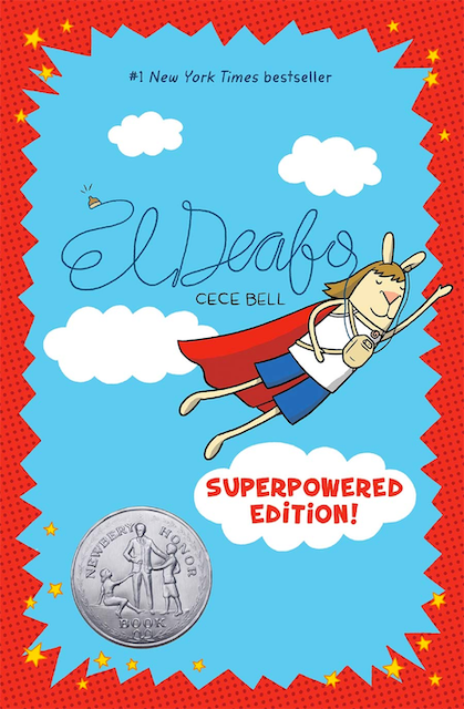 Book cover with an anthropomorphic rabbit superhero wearing a hearing aid.