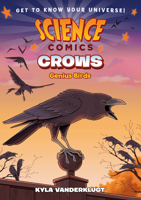 Book cover with an illustration of a crow in mid-squawk.