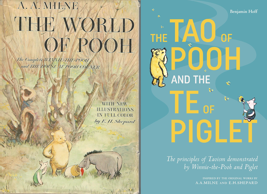 Winnie-the-Pooh characters appear on book covers.