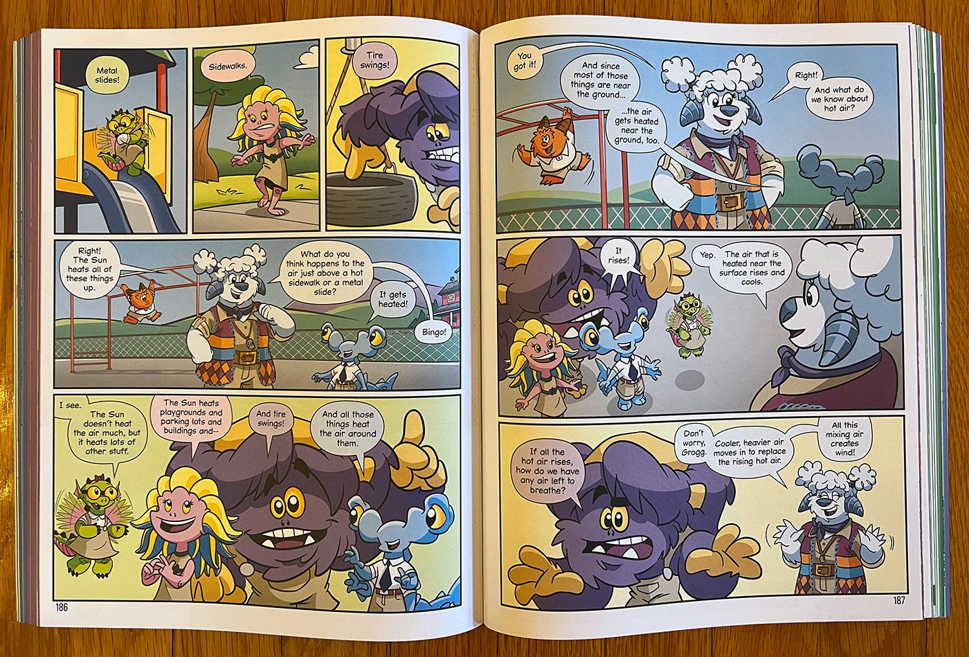 The little monsters of Beast Academy learn about the role heat plays in wind in one of the comic sections.