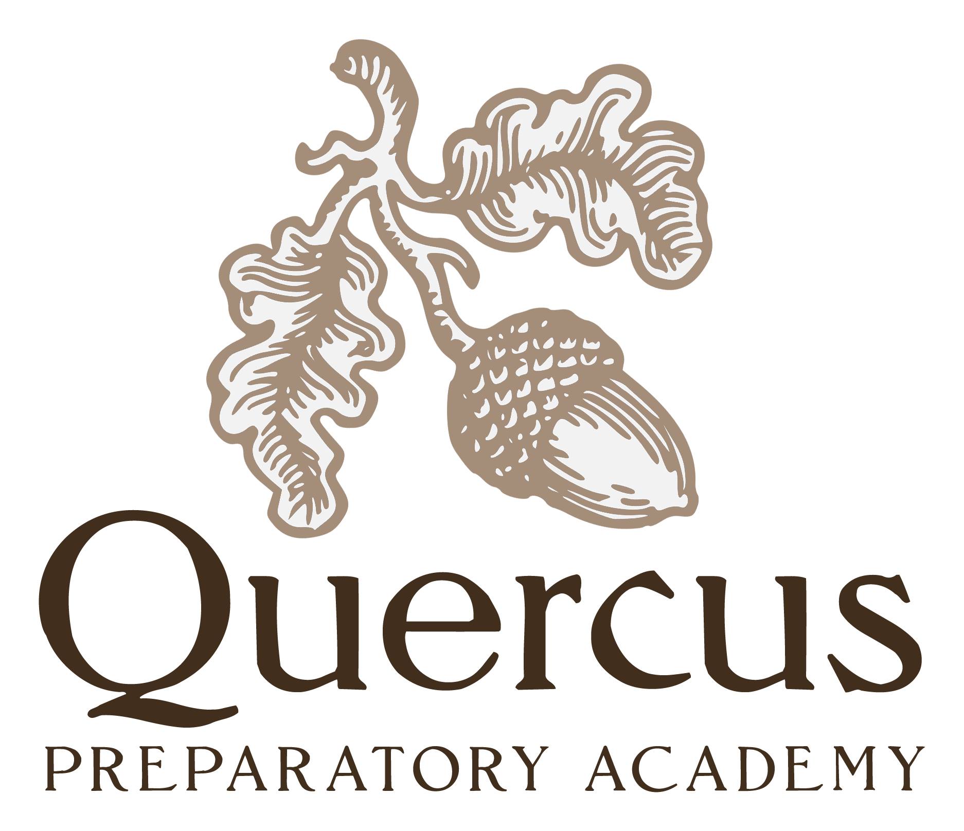 Our school logo: Quercus Preparatory Academy, with an acorn and oak leaves.