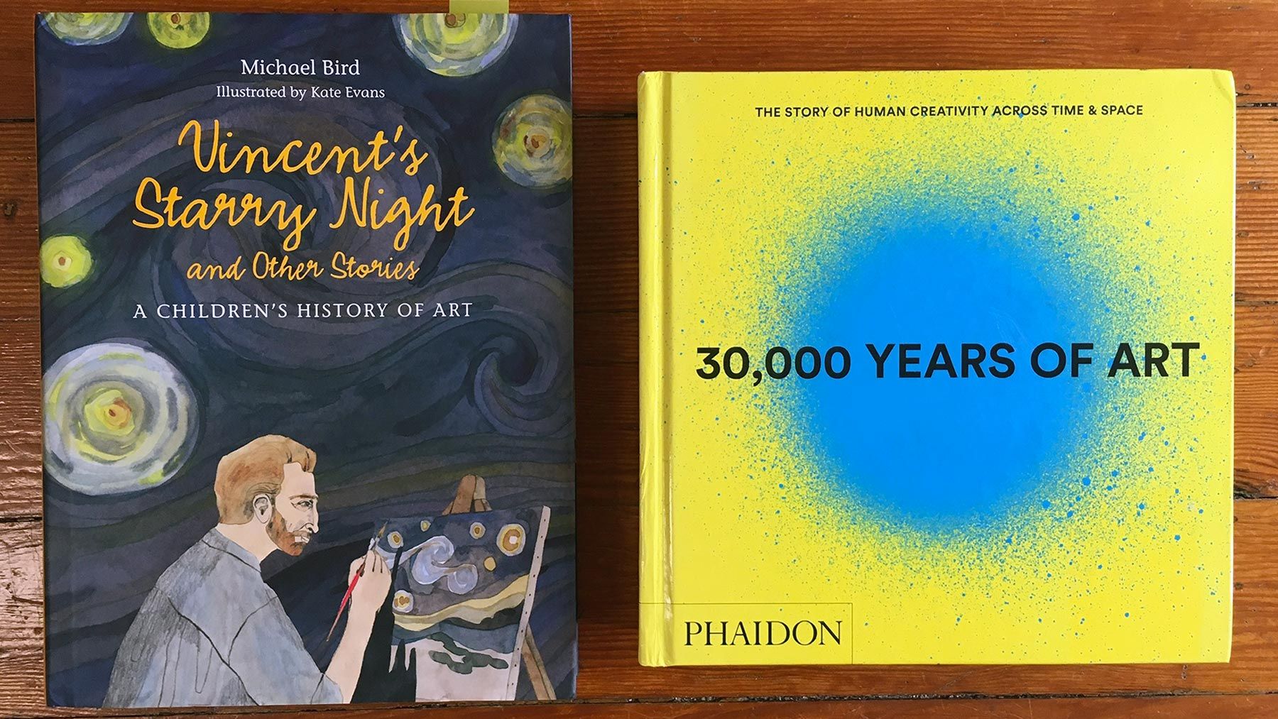 Two hardcover books: Vincent's Starry Night, and 30,000 Years of Art