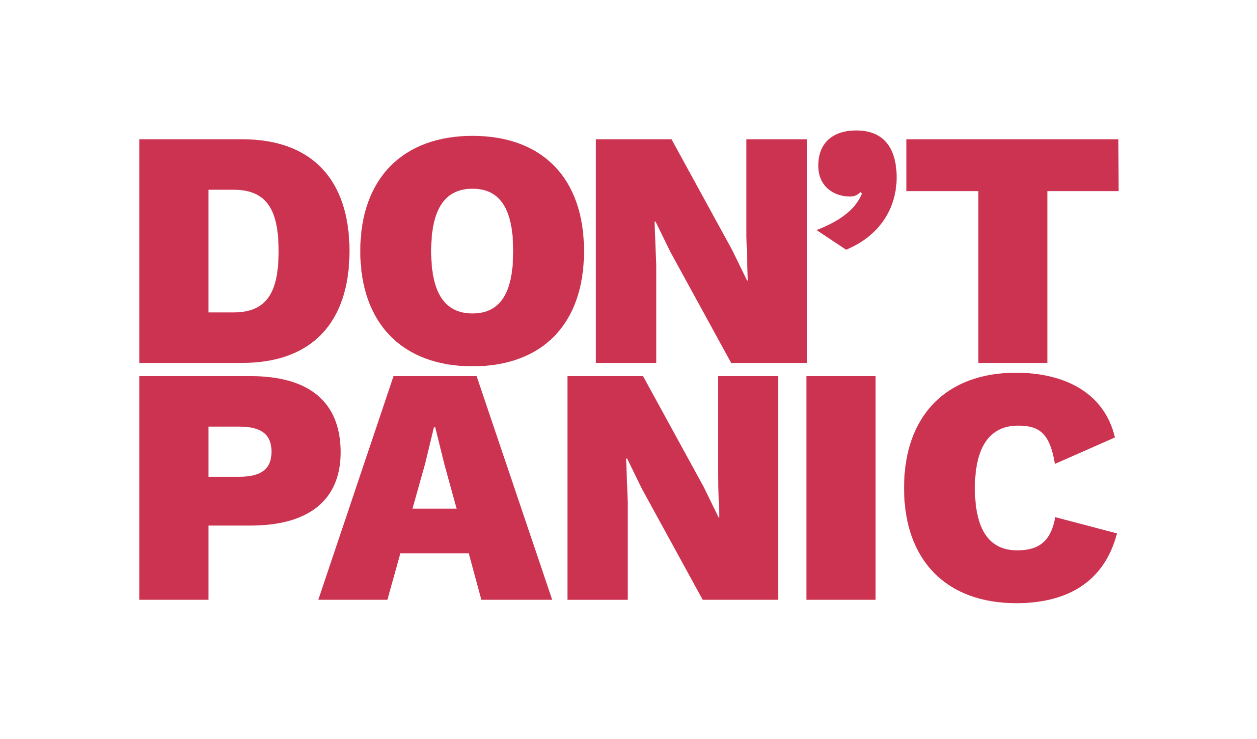 Don't Panic is written in all caps, in big, red block letters.